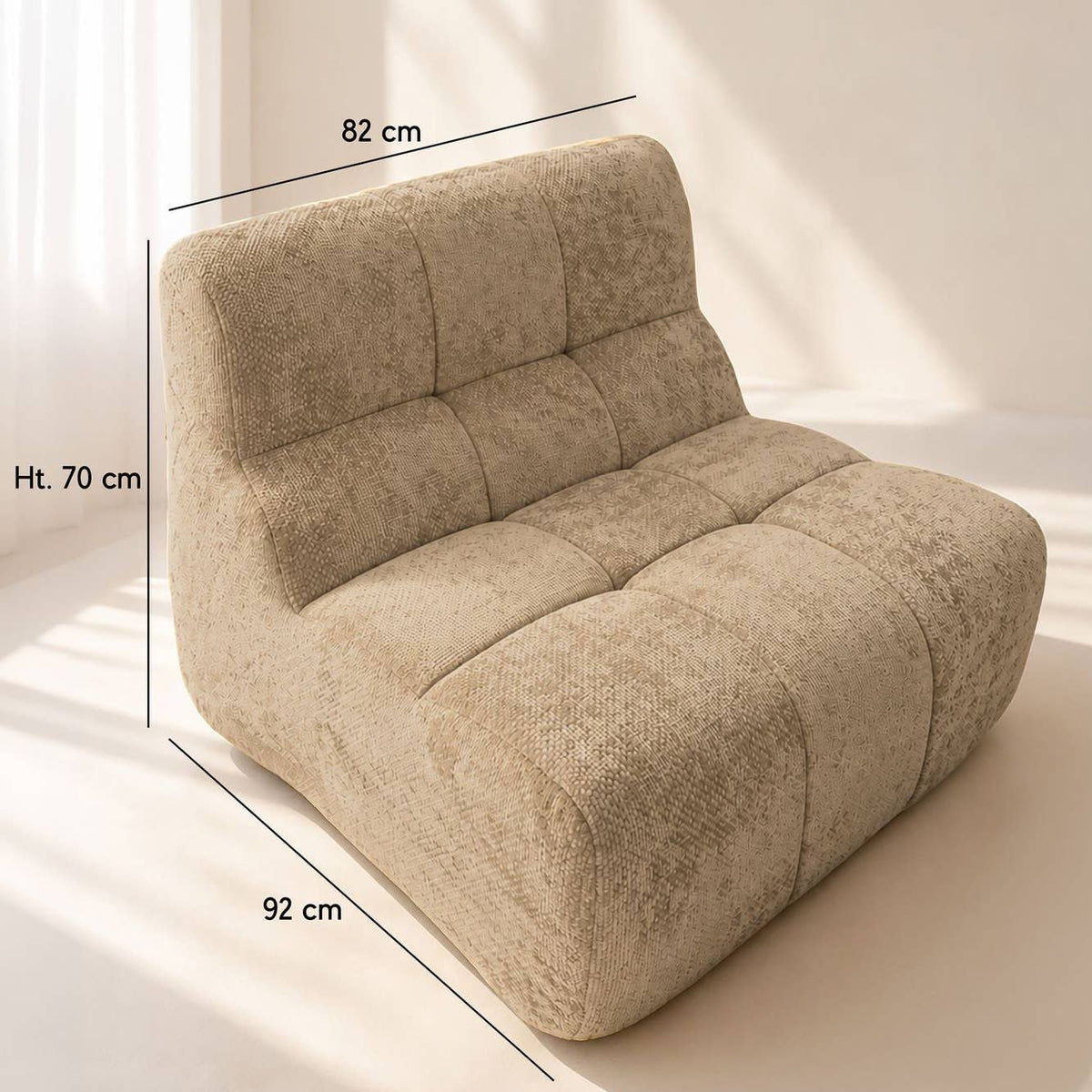 Canapé compressé modulable en tissu chenille taupe VOLTA HomeAdcesse