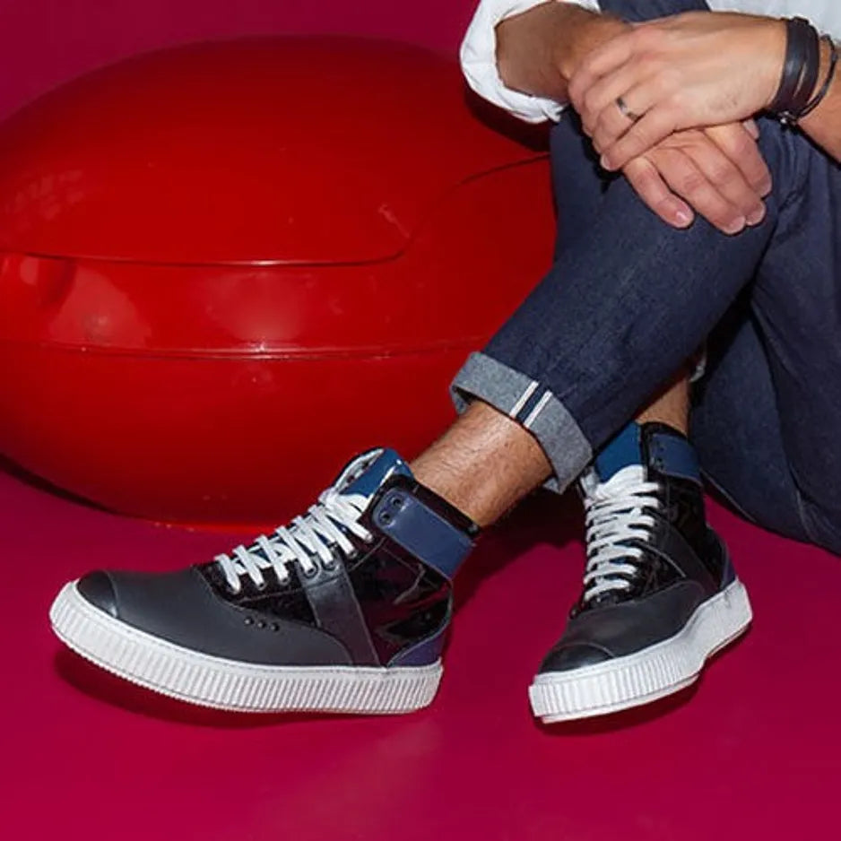 Baskets montantes HEAKER noires et bleues