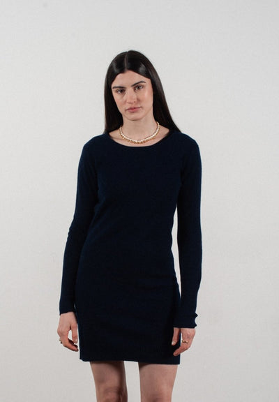 Robe col rond femme en cachemire bleu marine - LILLY 12
