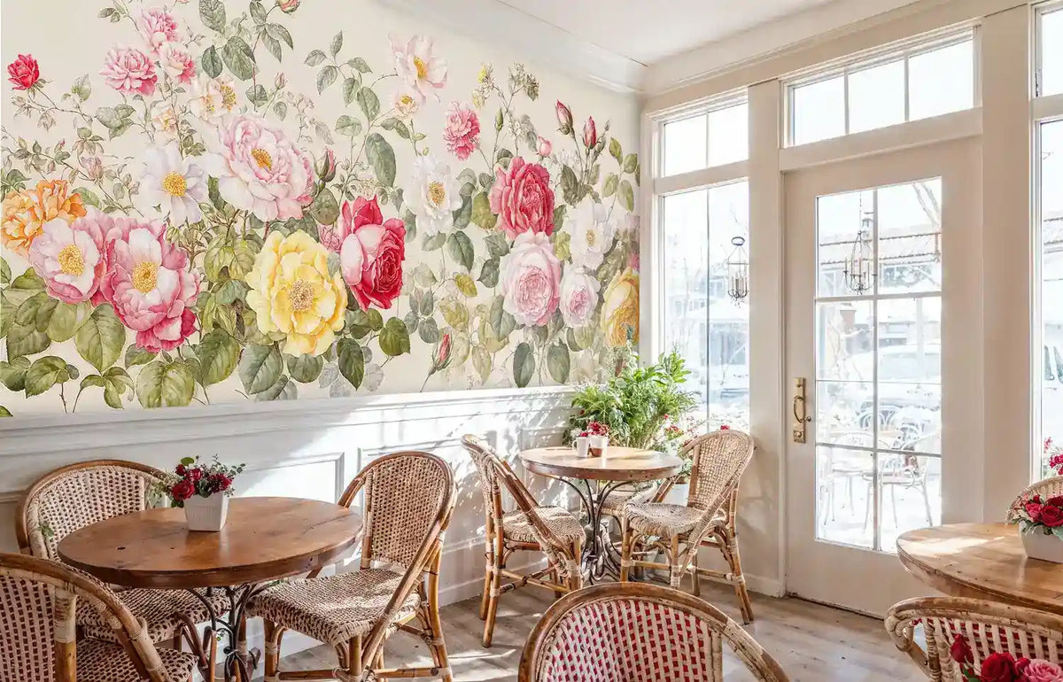 Romantic Rose Garden Wall Mural