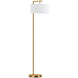 Lampadaire lampe à pied abat-jour en tissu de lin base ronde stable pour salle bureau or et blanc Aosom