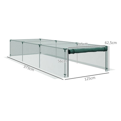 Serre de jardin serre à tomates filet protection porte zippée enroulable HDPE, dim. 125L x 373l x 62,5H cm