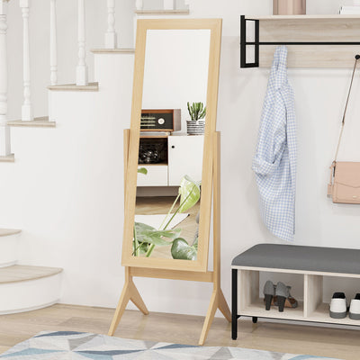 Miroir en pied grand miroir de sol inclinaison réglable pour dressing chambre 47 x 46 x 148 cm en chêne