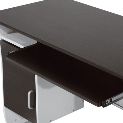 Bureau d'ordinateur, 100 x 52 x 75 cm, bureau avec tablette coulissante pour clavier, tiroirs et support d'unité centrale, table informatique pour étudier noyer foncé et blanc