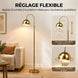 Lampadaire sur Pied Salon, Lampe sur Pied Moderne 40W, Douille E27, Hauteur Réglable, Abat‑jour Orientable, Doré Aosom