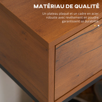 Console meuble, table console avec tiroir et pieds en acier, pour salon, entrée, couloir, 80 x 30 x 76 cm, marron