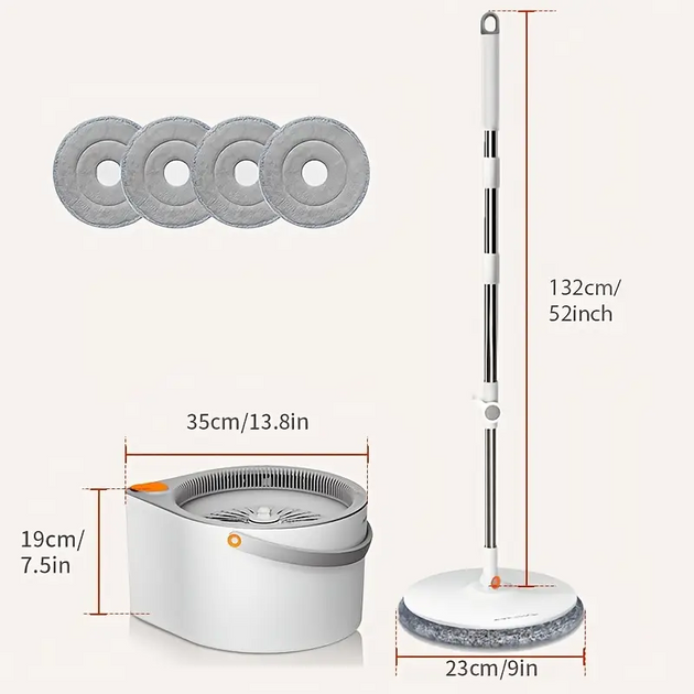 Spin Mop with Bucket & 4 Reusable Pads LPT