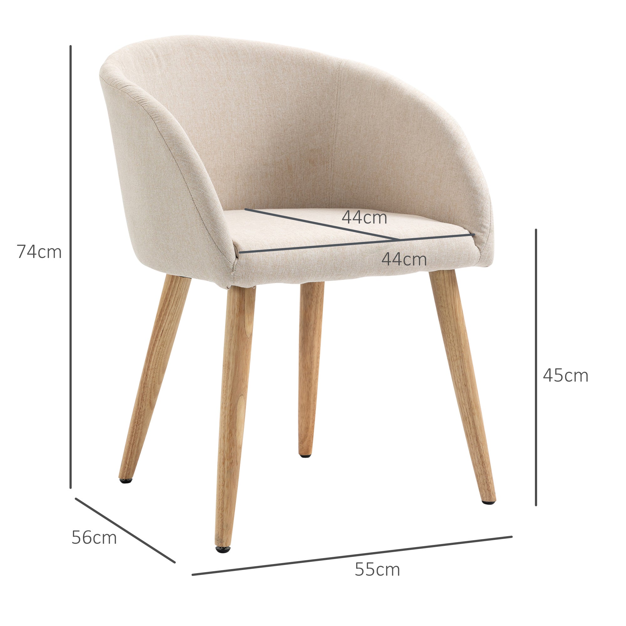 Lot de 2 chaises de salle à manger chaise de cuisine Design scandinave - Pieds inclinés effilés Bois Caoutchouc