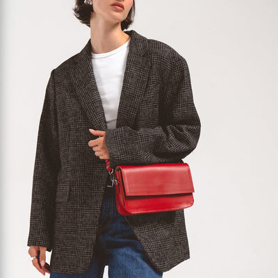 Leather Shoulder Bag - Curie  (Black)