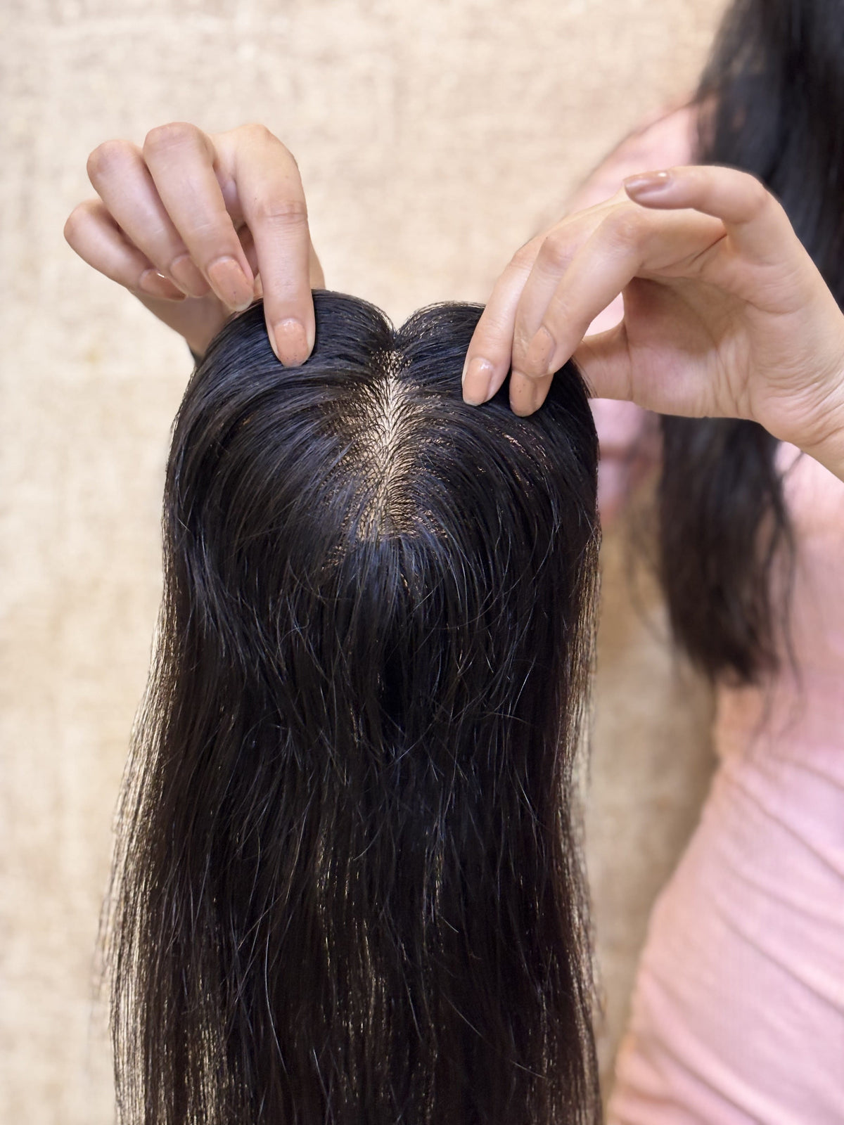 Hair Topper for Backcombed Hair | Silk Base | Natural Black | Straight | Remy Hair India