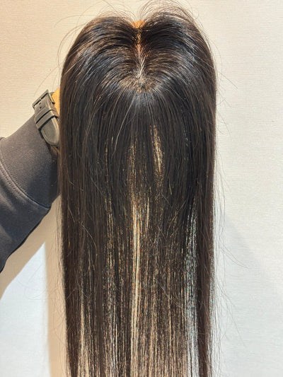Hair Topper for Thinning Crown | Silk Base | Natural Black | Straight | Remy Hair India