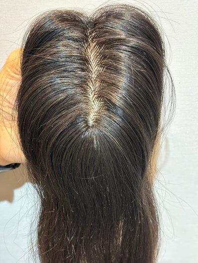Hair Topper for Backcombed Hair | Silk Base | Natural Black | Straight | Remy Hair India