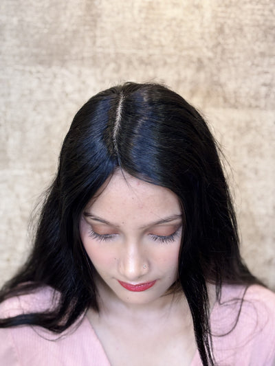 Hair Topper for PCOS Hair Loss | Silk Base | Natural Black | Straight | Remy Hair India
