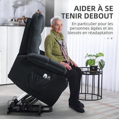 Fauteuil releveur électrique fauteuil de relaxation inclinable 8 points de massage vibrants 85 x 94 x 107 cm noir