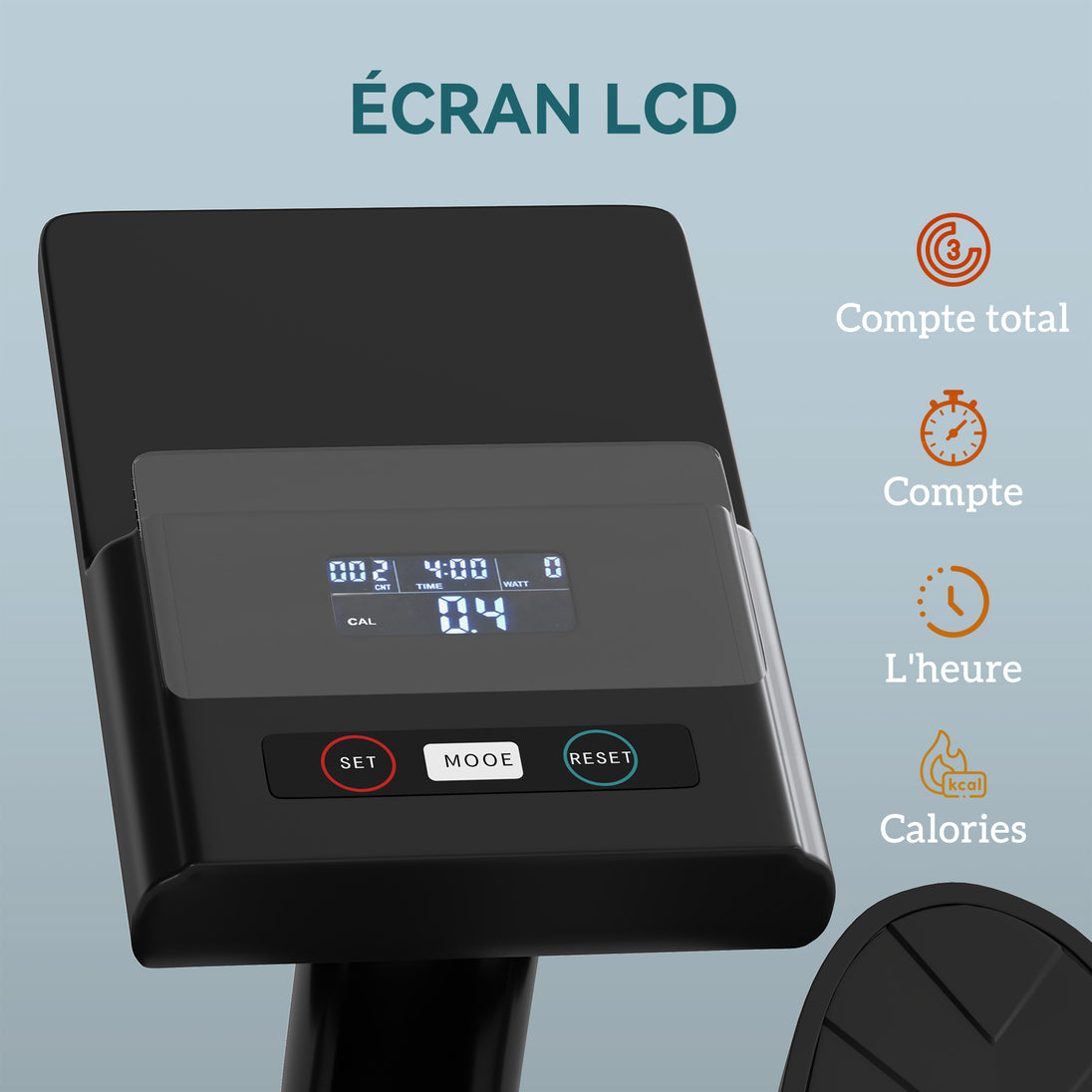 Rameur hydraulique à 12 niveaux avec écran LCD, pour l'entraînement cardio à domicile, charge max. 130 kg, noir Aosom