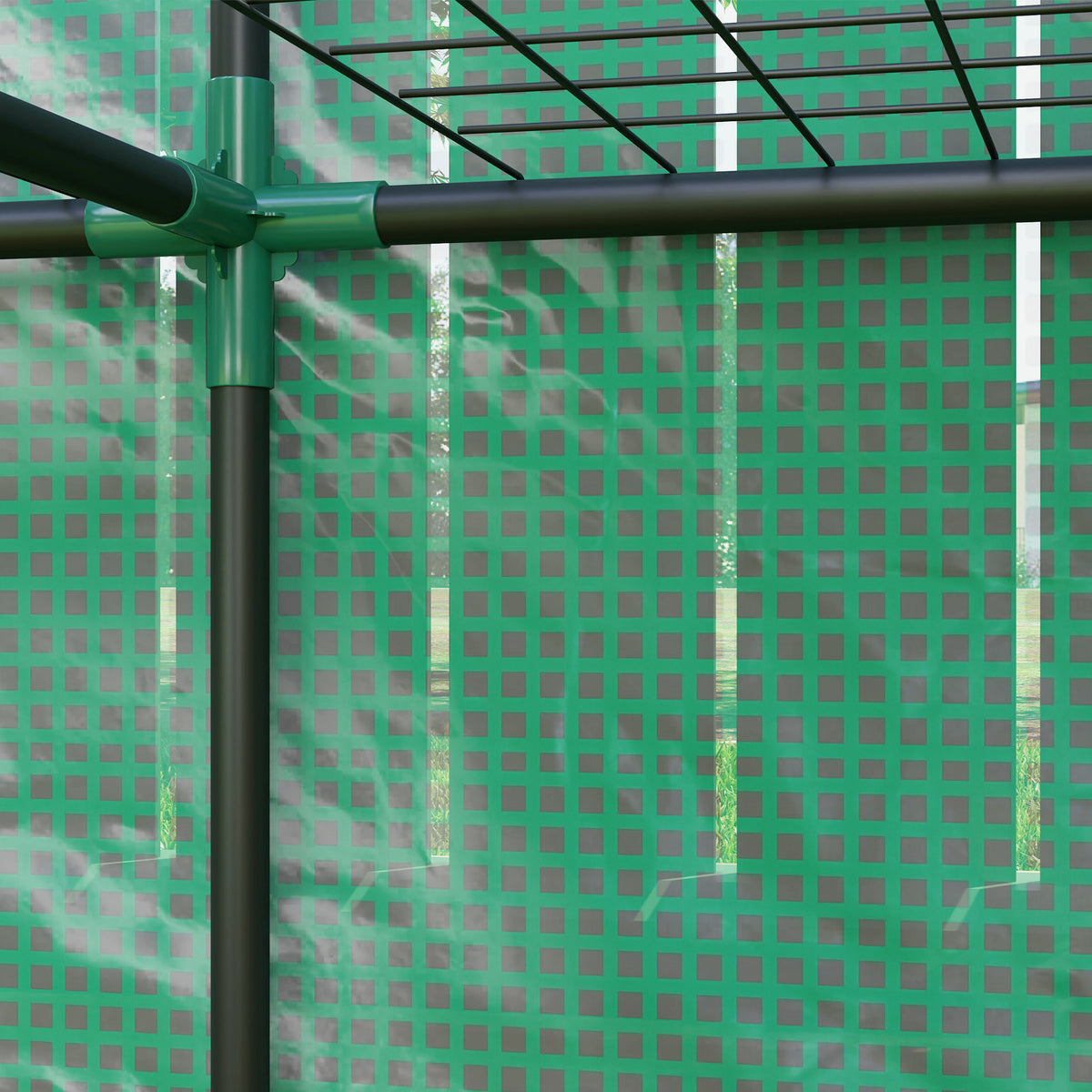 Serre de jardin avec étagères métalliques à 3 niveaux serre de balcon couverture PE toit incliné 144 x 48 x 152 cm vert