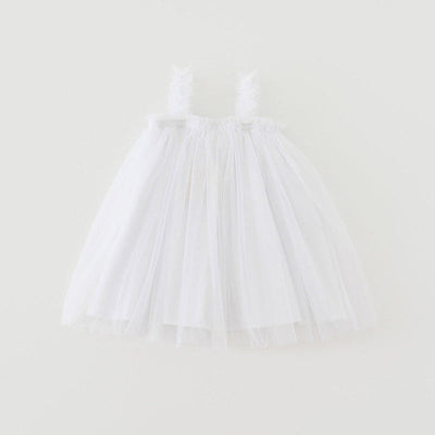 MyKids-USA® Baby Kids Girls Sleeveless Plain Tulle Strap Dress