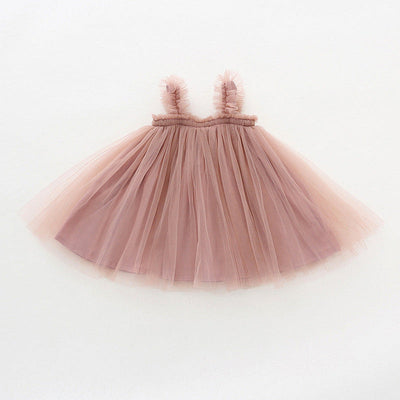 MyKids-USA® Baby Kids Girls Sleeveless Plain Tulle Strap Dress