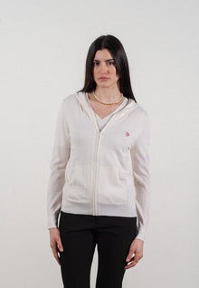 Sweat à capuche femme en cachemire et laine ultrafin blanc - FRIDA 11