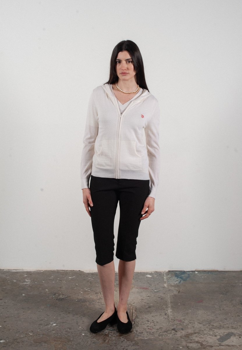 Sweat à capuche femme en cachemire et laine ultrafin blanc - FRIDA 11