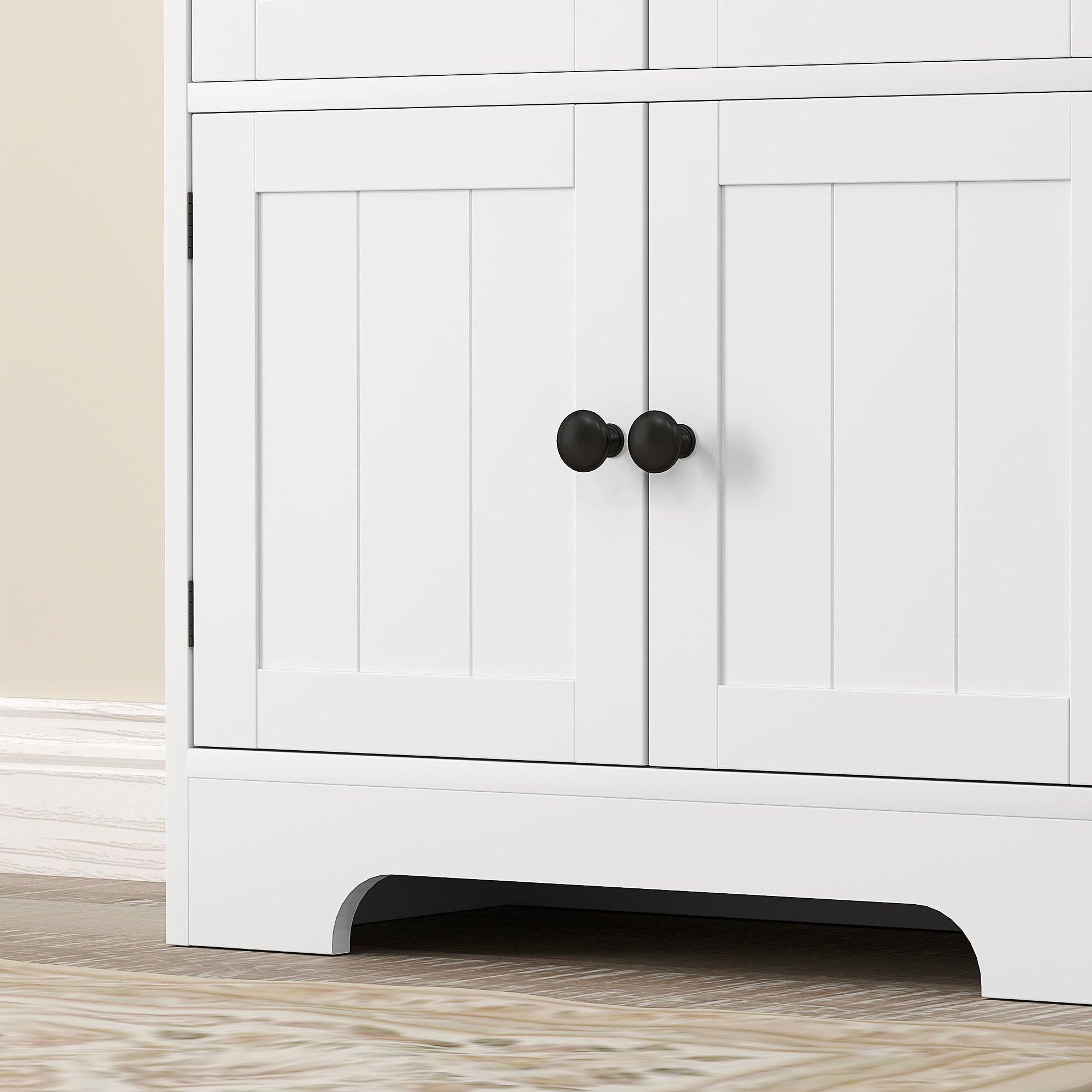Armoire de cuisine buffet cuisine avec placards et étagères réglables, 58,2 x 30 x 123 cm, blanc