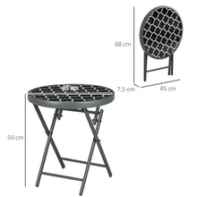 Table basse pliante table d'appoint pliante plateau en verre trempé motifs noirs et blancs en métal Ø 45 x 50 cm noir