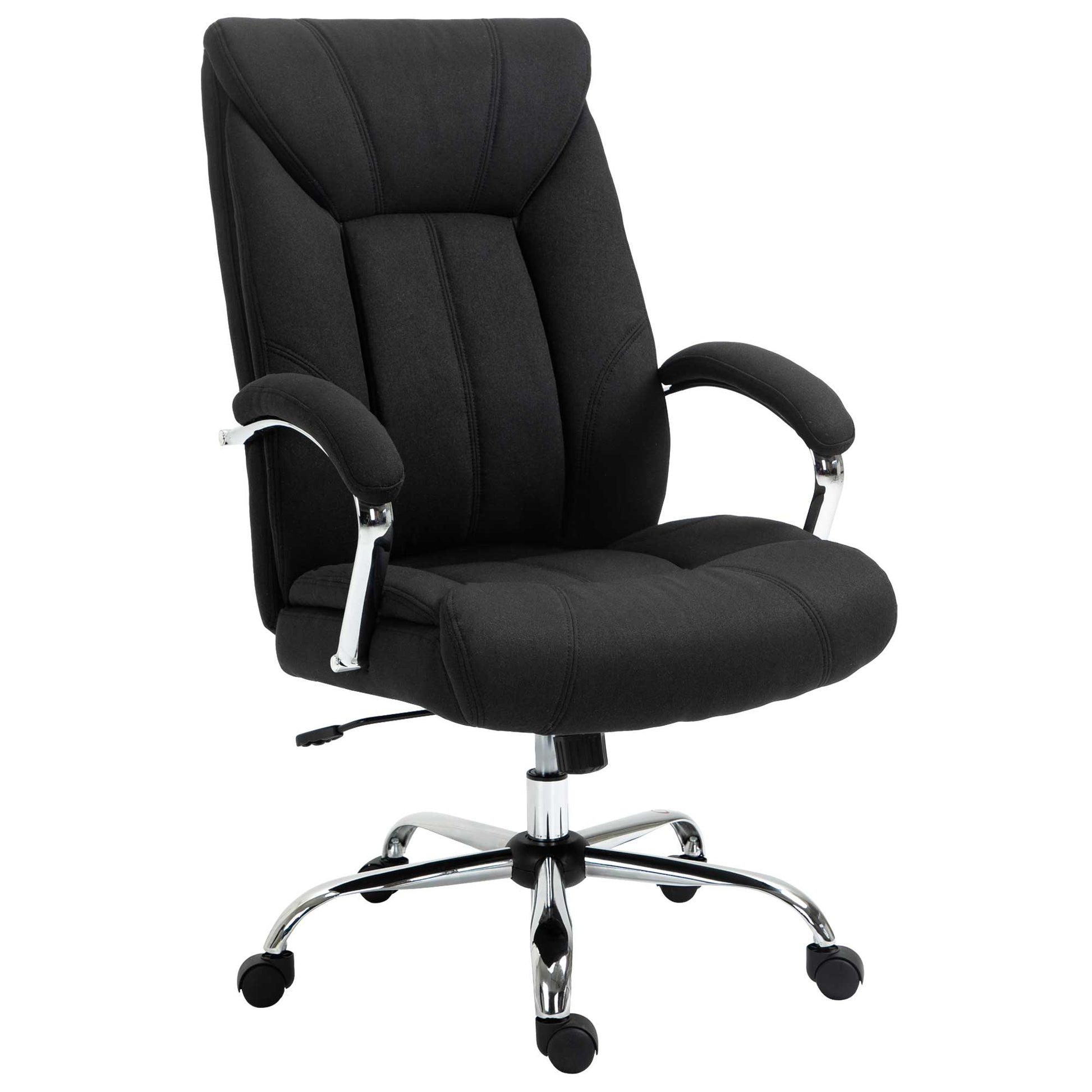 Fauteuil de bureau, chaise de bureau ergonomique, hauteur réglable, dossier haut, fonction de bascule, 65x78x118cm, noir