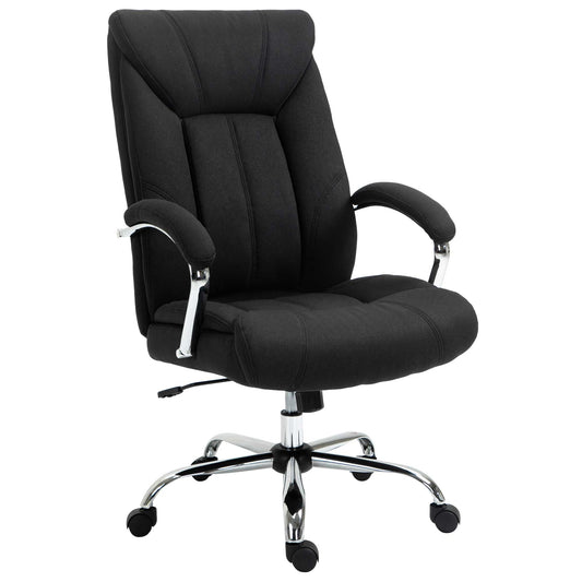 Fauteuil de bureau, chaise de bureau ergonomique, hauteur réglable, dossier haut, fonction de bascule, 65x78x118cm, noir