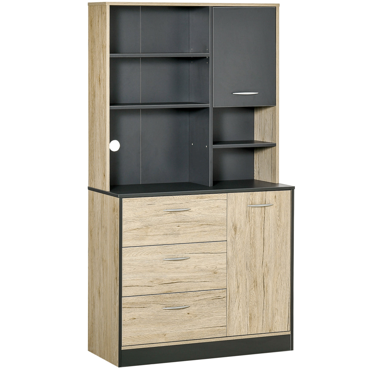 Buffet de cuisine armoire de cuisine multi-rangements 2 portes 3 tiroirs 3 étagères + grand plateau 90L x 39l x