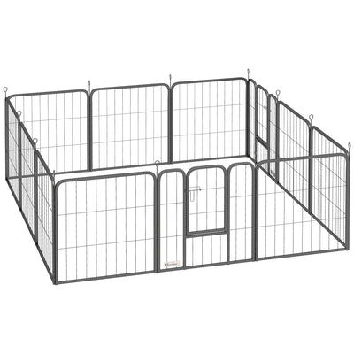 Parc pour chien enclos chien 12 panneaux modulable et pliable acier 2 portes pour chiot intérieur extérieur 60H cm noir