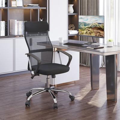 Fauteuil de bureau manager grand confort dossier ergonomique hauteur assise réglable pivotant tissu maille noir