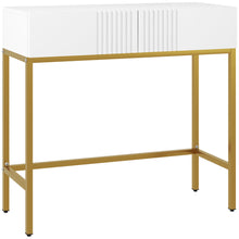 Table console console meuble avec 2 tiroirs base en acier avec pieds antidérapants 80 x 31,5 x 75 cm blanc