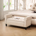 Banc de rangement bout de lit avec accoudoirs, tissu effet velours rembourré et capitonné, 126 x 48,5 x 57 cm, beige Aosom