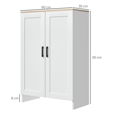 Buffet meuble cuisine rangement avec placard à portes et étagères réglables, 60 x 30 x 90 cm, blanc
