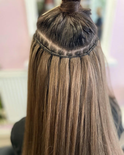 Forfait 8 : Tissage aux anneaux + mèches 16 pouces ou 18 pouces comprises
