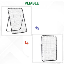 Filet de rebond de football ajustable hauteur angle réglables rebondeur pour football pliable cible sardines de fixation fournies 123 x 73 x 178,5 cm noir blanc