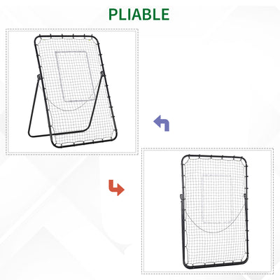 Filet de rebond de football ajustable hauteur angle réglables rebondeur pour football pliable cible sardines de fixation fournies 123 x 73 x 178,5 cm noir blanc