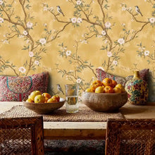 Chinoiserie Songbirds on Blossom Branches Wallpaper