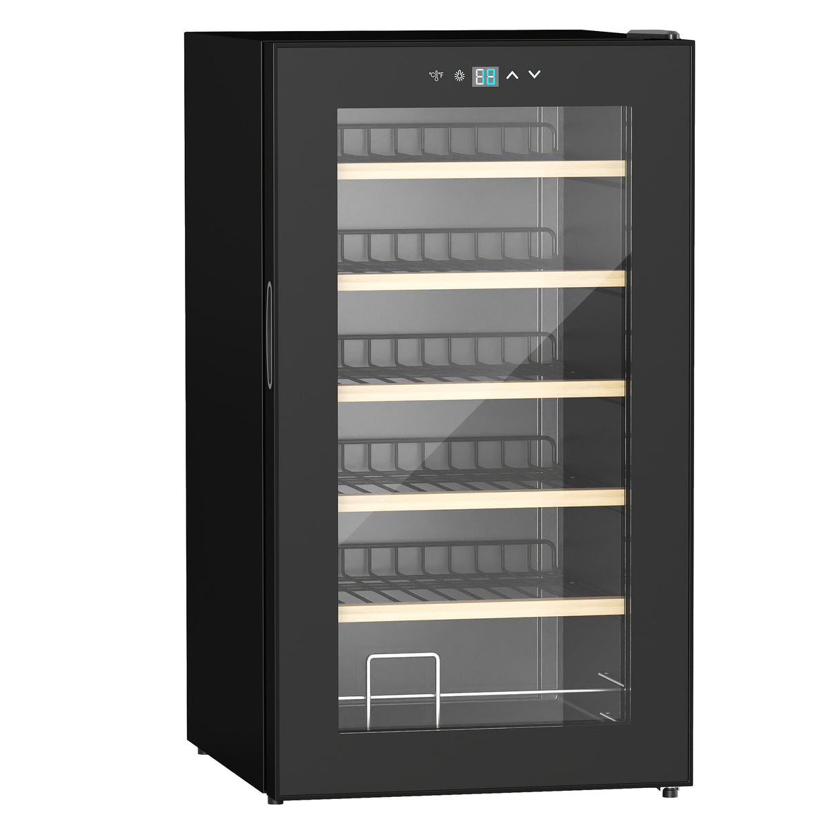 Cave à vin 24 bouteilles 65L haute performance température réglable 5-20° avec lumière LED panneau contrôle tactile noir