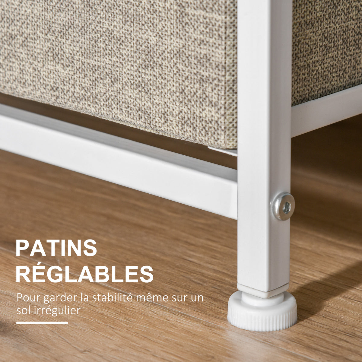 Meuble de rangement chiffonnier moderne 3 tiroirs en tissu, cadre en acier et MDF, 45 x 30 x 71 cm, gris