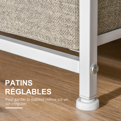 Meuble de rangement chiffonnier moderne 3 tiroirs en tissu, cadre en acier et MDF, 45 x 30 x 71 cm, gris