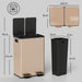 Poubelle de cuisine 2 compartiments de 2 x 28L, acier inoxydable, couvercle à fermeture douce, 45,8x36x67,6cm, or Aosom