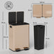 Poubelle de cuisine 2 compartiments de 2 x 28L, acier inoxydable, couvercle à fermeture douce, 45,8x36x67,6cm, or Aosom