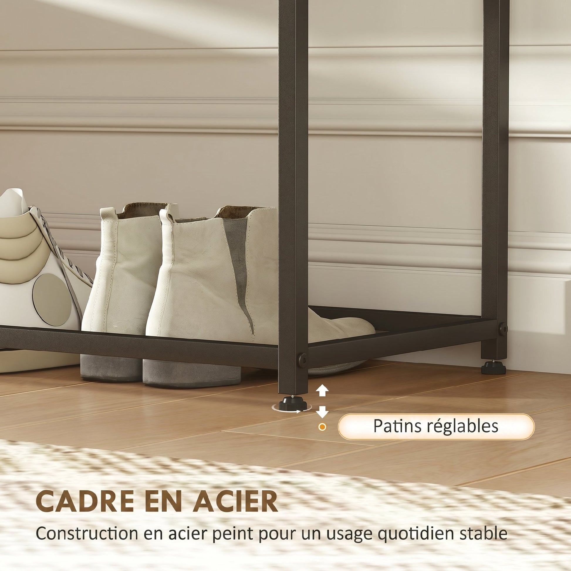 Table Console en Acier 2 Étagères Design Moderne pour Salon Entrée Couloir 100 x 30 x 87 cm Noir