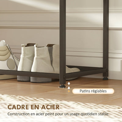 Table Console en Acier 2 Étagères Design Moderne pour Salon Entrée Couloir 100 x 30 x 87 cm Noir