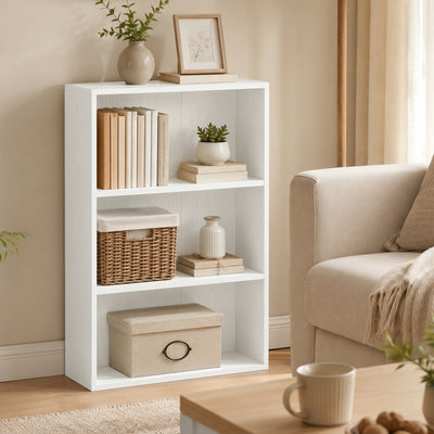 Bibliothèque étagère de rangement avec 3 compartiments et étagère réglable, 60 x 24 x 93 cm, blanc