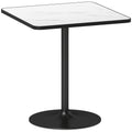 Table à manger pour 4 personnes table de cuisine style moderne avec plateau effet marbre et base ronde, 70 x 70 cm, blanc