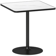 Table à manger pour 4 personnes table de cuisine style moderne avec plateau effet marbre et base ronde, 70 x 70 cm, blanc
