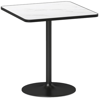 Table à manger pour 4 personnes table de cuisine style moderne avec plateau effet marbre et base ronde, 70 x 70 cm, blanc