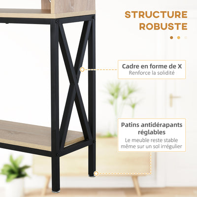 Table Console Table d'Entrée Industriel Multi-rangements 120 x 23,5 x 75 cm Bois Chêne